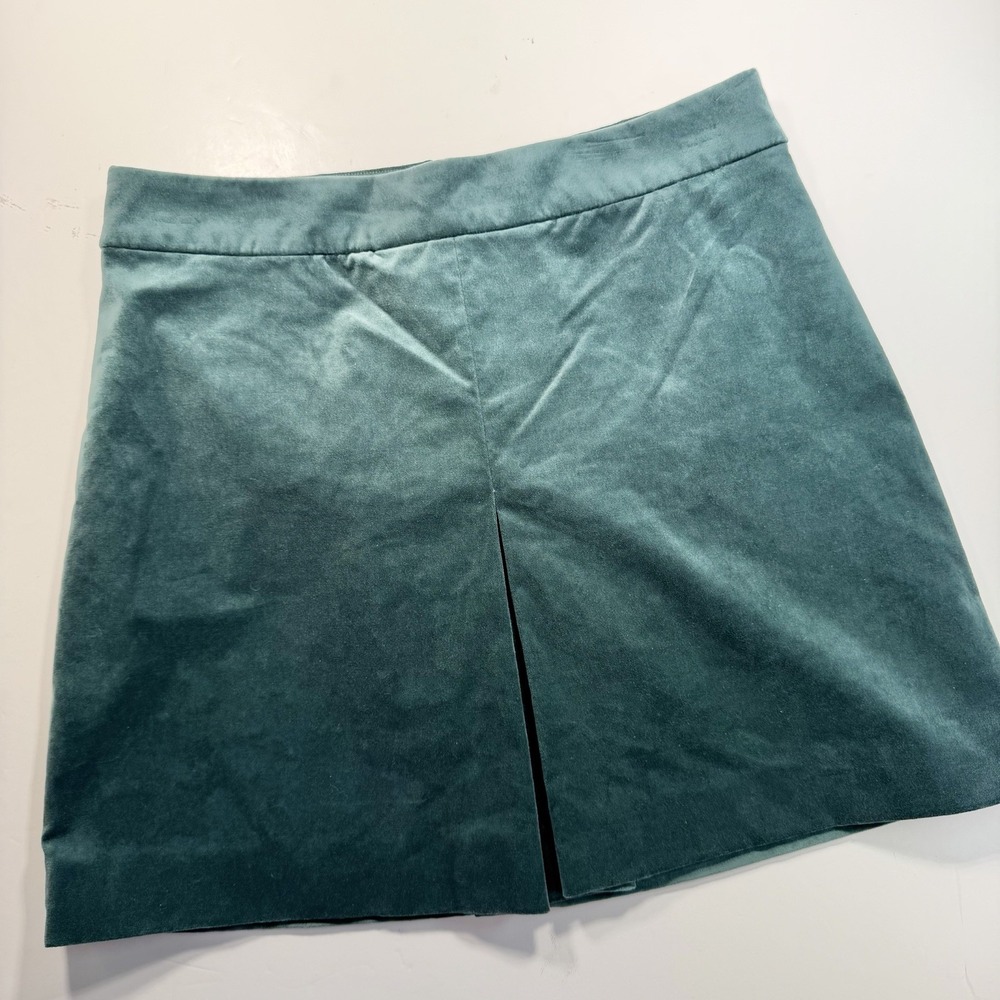 J. Crew Green Velvet Short Skirt 10 Front Pleat School Girl